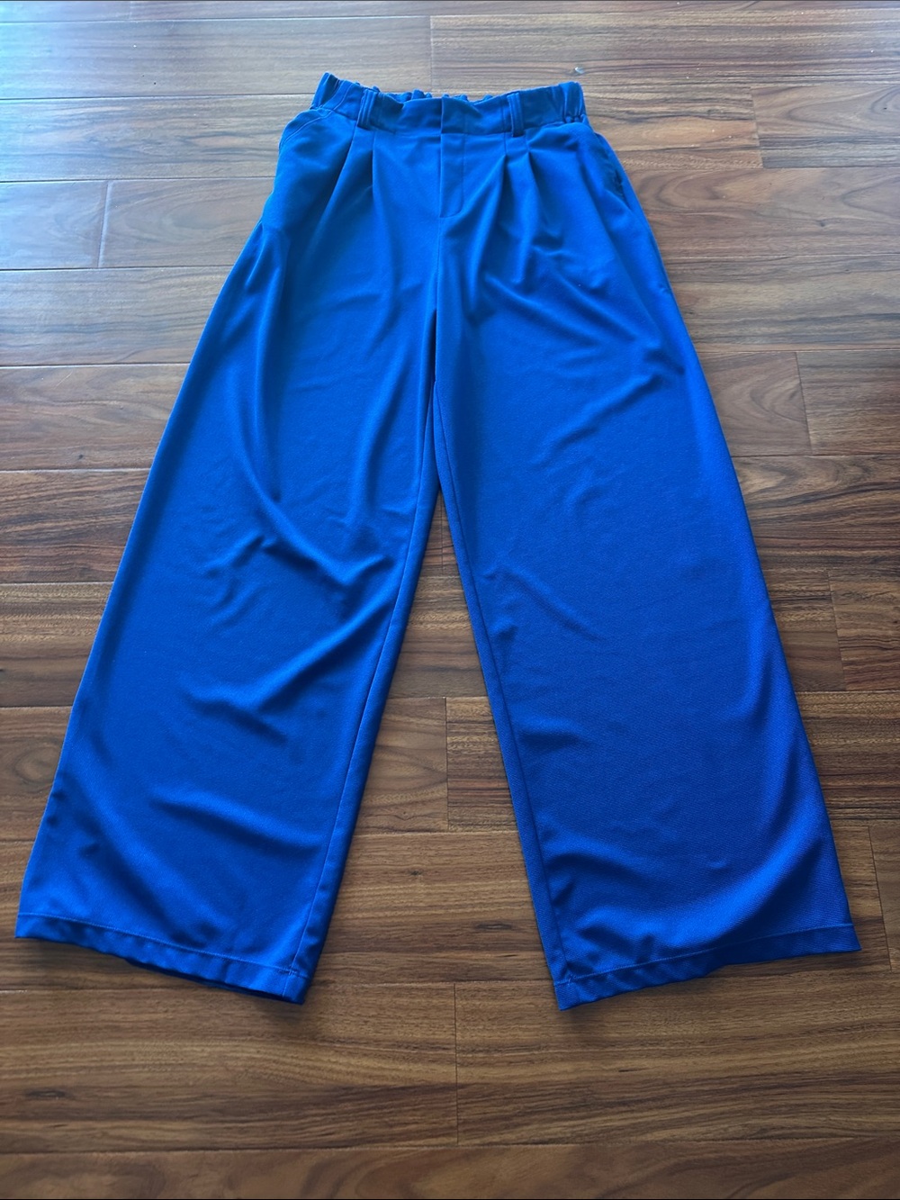 Halara Flex Wide Leg High-Waisted Pocket Waffle Work Pants in Electric Blue